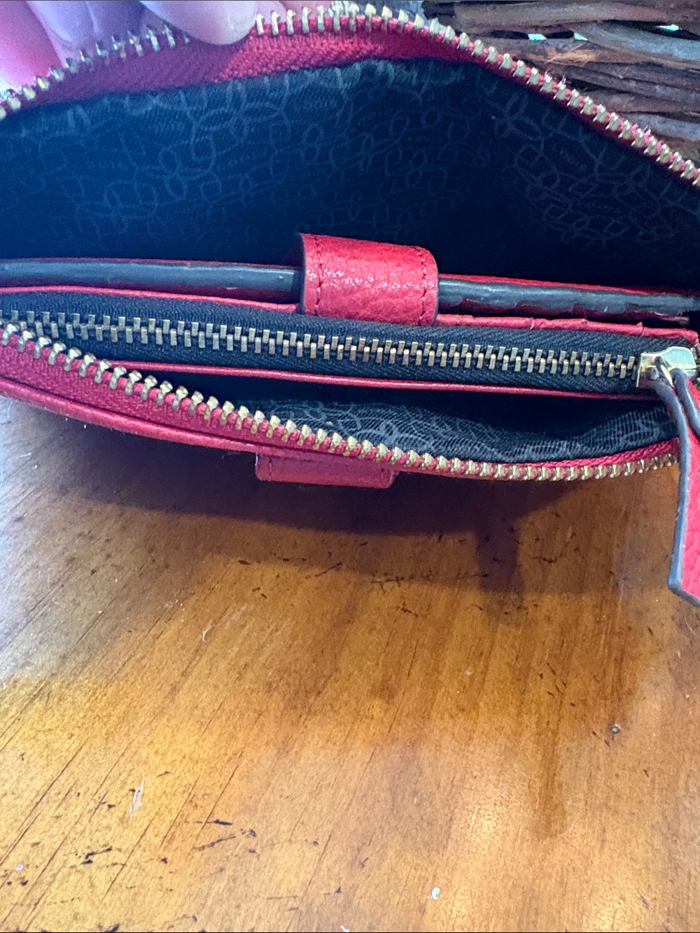 Lodis Red Pebbled Leather Wristlet and Wallet Set - Picture 9 of 9